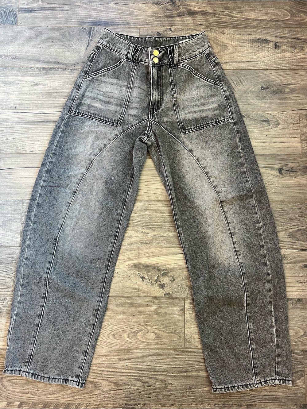 SHEIN Women's Washed Gray barrel Jeans